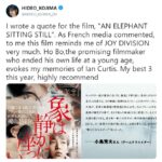 小岛力荐国产电影《大象席地而坐》:我看过的今年最好3部作品之一
